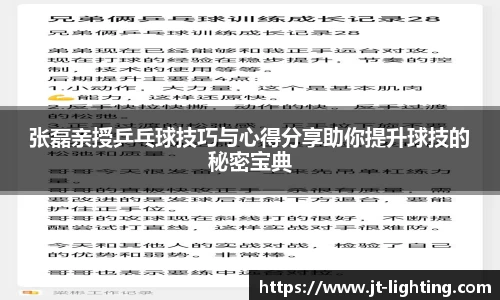 张磊亲授乒乓球技巧与心得分享助你提升球技的秘密宝典